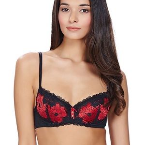B.tempt'd by Wacoal Women's Black Night Tango Red Sumptuous Underwire Bra, 36C